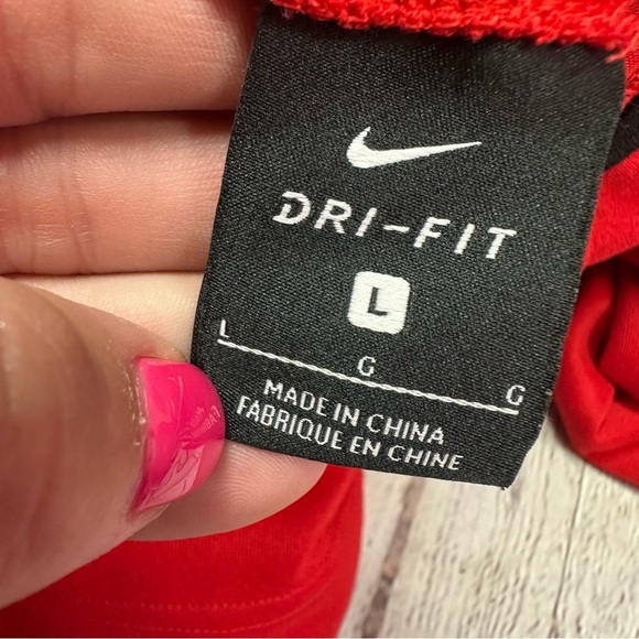 nike dri-fit loose fit hoodie Vibrant Red Sweatshirt sz mens large athletic - Picture 5 of 7